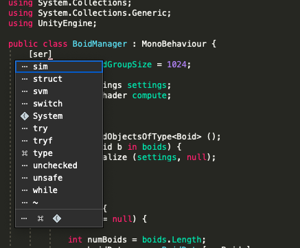 visual studio code unity 2018 autocomplete